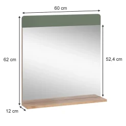 Vicco Miroir de salle de bain Vert/force de lor Chêne 60x62cm avec tablette