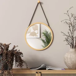 Vicco Miroir mural Bambou 38x38cm avec sangle réglable