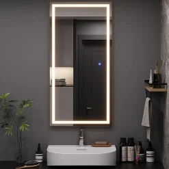 Vicco Miroir mural Verre 50x100cm avec éclairage frontal