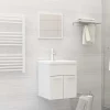 vidaXL Ensemble de meubles de bain, 2 pcs Blanc brillant Aggloméré