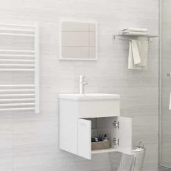 vidaXL Ensemble de meubles de bain, 2 pcs Blanc brillant Aggloméré