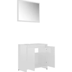 vidaXL Meubles de salle de bain Blanc brillant Bois d'ingénierie 802657
