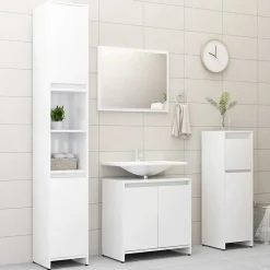 vidaXL Meubles de salle de bain Blanc brillant Bois d'ingénierie 802657