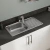 Évier compact de cuisine 1 cuve et 1 égouttoir en acier inoxydable Jabiri