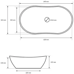 Évier céramique vasque a poser ovale moderne lave-mains salle de bain 640x365 mm
