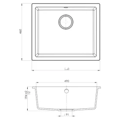 Évier de cuisine en composite de quartz noir mat 1 bac à encastrer GoodHome Sorrel