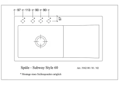 Évier en céramique 1 cuve à gauche à encastrer Villeroy & Boch Subway Style blanc mat