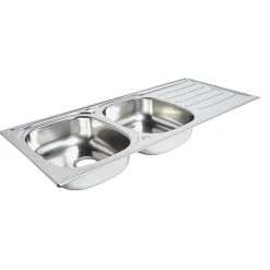 Évier en inox poli 2 bacs à encastrer Nakaya