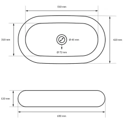 Évier lavabo vasque a poser ovale céramique lave-mains salle de bain 630x420 mm