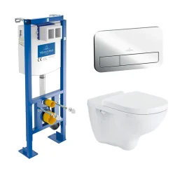 Villeroy & Boch Pack Bâti-support autoportant ViConnect + Plaque de commande chromée + Cuvette suspendue O.Novo