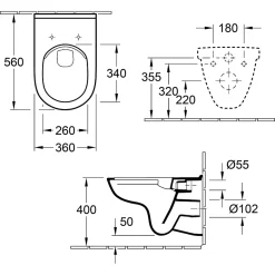 Villeroy & Boch Pack Bâti-support autoportant ViConnect + Plaque de commande chromée + Cuvette suspendue O.Novo