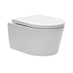 Villeroy & Boch Pack WC Bâti-support sol mur + WC SAT sans bride + Abattant SoftClose + Plaque noire (VCNSAT4)