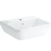 Vitra Integra Lavabo suspendu 50x43 cm avec trou pour robinetterie au milieu, Blanc (7048-003-0001)