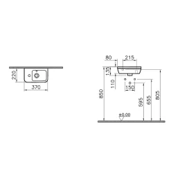 Vitra Intégra Lave-mains 37x22 cm, trou pour robinet à gauche, blanc (7090-003-0028)