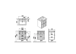 Vitra Meuble de salle de bain avec lavabo Vitra Root 60x67x46 cm bleu mat (ROOTG60BINTS)