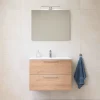 Vitra Mia ensemble avec meuble préassemblé 59x61x39,5 cm + miroir + lavabo céramique + éclairage LED, chêne (MIASET60D)