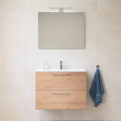 Vitra Mia ensemble avec meuble préassemblé 59x61x39,5 cm + miroir + lavabo céramique + éclairage LED, chêne (MIASET60D)