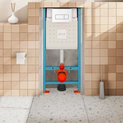 VITRA Pack WC S50 suspendu cuvette carénée et bati support mur porteur avec plaque Blanche