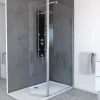 Volet pivotant pour paroi de douche fixe - 40x200cm - Verre transparent 6mm - Profile Chromé