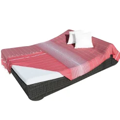 Véritable fouta Tunisienne XXL 2m x 3m tissage à plat 100% coton 380g - Rouge vermeil et blanc - Vivezen