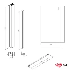 Walk-in 110x200cm Paroi en verre Crystal Glass 8 mm anticalcaire, avec bras et profilés Laiton (SATBWI110PRMO)