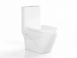 WC à poser blanc brillant en céramique - Evacuation verticale - NAGILAM