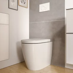 WC à poser Blanc brillant 36x54x42cm (LxPxH) sans rebord, abattant fermeture progressive + soft-close - VIREO