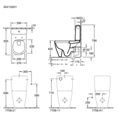 WC à poser compact sans bride sortie horizontale VILLEROY ET BOCH Avento avec abattant frein de chute + Nettoyant