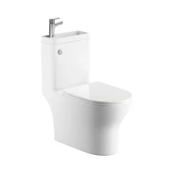 WC à Poser Monobloc avec Lave main intégré 37x70 cm Céramique - Modène