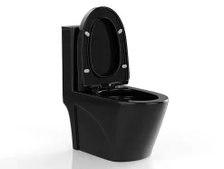 WC à poser noir brillant en céramique - Evacuation verticale - NAGILAM