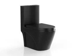 WC à poser noir mat en céramique - Evacuation verticale - NAGILAM
