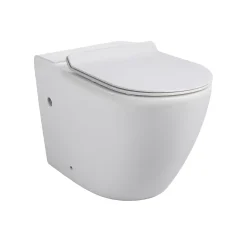 WC à poser sans bride en céramique avec abattant SoftClose + réservoir de chasse, alimentation latérale, blanc (CEPX030RREXVP)