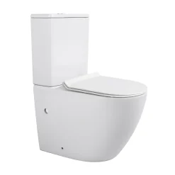 WC à poser sans bride en céramique + abattant SoftClose + réservoir de chasse, alimentation par le bas, blanc (CEPX030RREXVPBI)