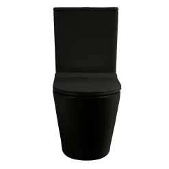 WC à poser sans bride en céramique avec abattant SoftClose + réservoir de chasse, alimentation latérale, noir (CEPX030RREXVPBKM)