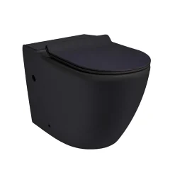 WC à poser sans bride en céramique avec abattant SoftClose + réservoir de chasse, alimentation latérale, noir (CEPX030RREXVPBKM)