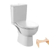 WC à poser sans bride sortie horizontale JACOB DELAFON Gaspard avec abattant frein de chute déclipsable + Tabouret bois