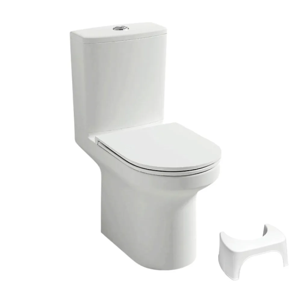 WC à poser sans bride sortie horizontale JACOB DELAFON Elite avec abattant frein de chute + tabouret physiologique blanc