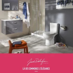 WC à poser sans bride sortie horizontale JACOB DELAFON Patio avec abattant frein de chute déclipsable