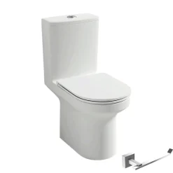 WC à poser sans bride sortie horizontale JACOB DELAFON Elite avec abattant frein de chute + Porte-rouleau Moderne Chromé