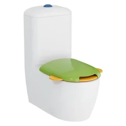 WC à poser sans bride VITRA Sento Kids Blanc + réservoir + abattant vert et jaune