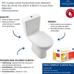 WC à poser VILLEROY ET BOCH O.novo avec abattant frein de chute déclipsable + nettoyant Briochin