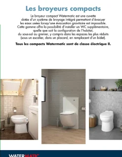 WC au sol Sanibroyeur à relevage intégrée cuvette compacte 54,5x36 raccordement 1 lave-mains inclus WATERMATIC W20SP Silence blanc