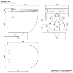 WC suspendu chasse d'eau tornado fonction bidet noir mat avec siège Softclose