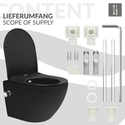 WC suspendu chasse d'eau tornado nano fonction bidet noir mat Softclose