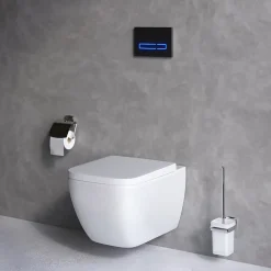 WC suspendu céramique sans bride cuvette WC suspendu sans bord FlashClean abattant amov. frein chute softclose blanc AM.PM Gem