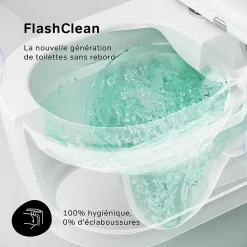 WC suspendu céramique sans bride cuvette WC suspendu sans bord FlashClean abattant amov. frein chute softclose blanc AM.PM Func