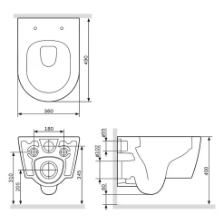 WC suspendu céramique sans bride cuvette WC suspendu sans bord FlashClean abattant amov. frein chute softclose blanc AM.PM Func