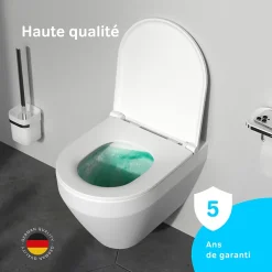 WC suspendu céramique sans bride cuvette WC suspendu sans bord FlashClean abattant amov. frein chute softclose blanc AM.PM