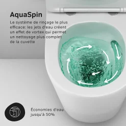 WC suspendu céramique sans bride cuvette WC suspendu sans bord FlashClean abattant amov. frein chute softclose blanc AM.PM