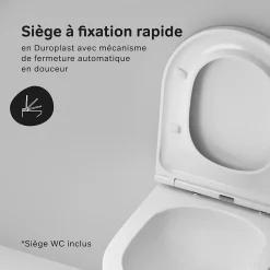 WC suspendu céramique sans bride cuvette WC suspendu sans bord FlashClean abattant amov. frein chute softclose blanc AM.PM